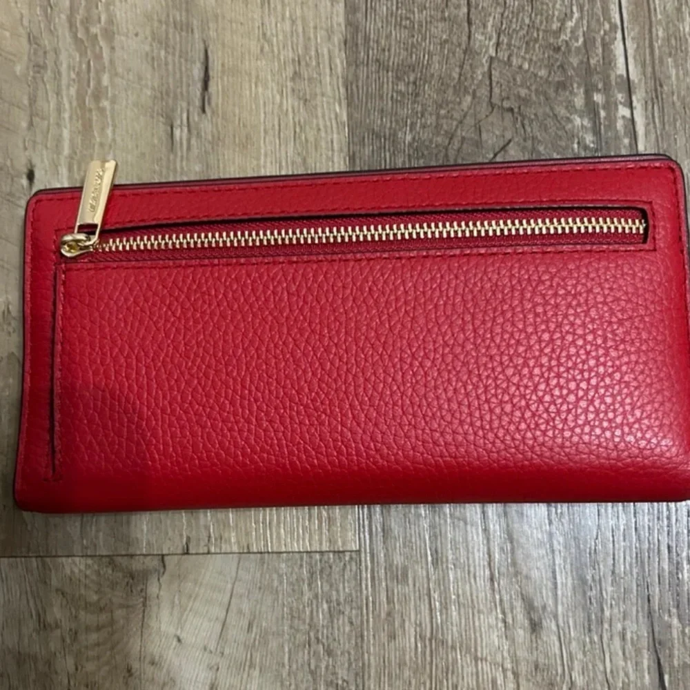 Michael Kors Red Leather Wallet with Gold Logo